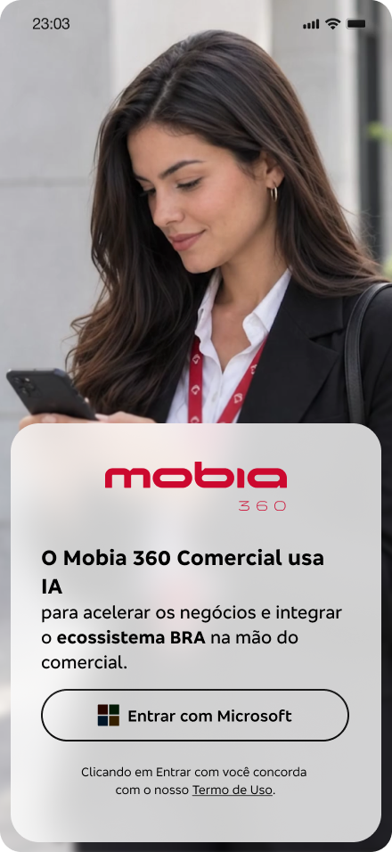 Tela de acesso do Mobia360, conforme referência oficial de design